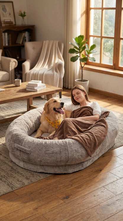 Giant Human Dog Bed – Orthopedic Plush Lounger for Adults & Pets