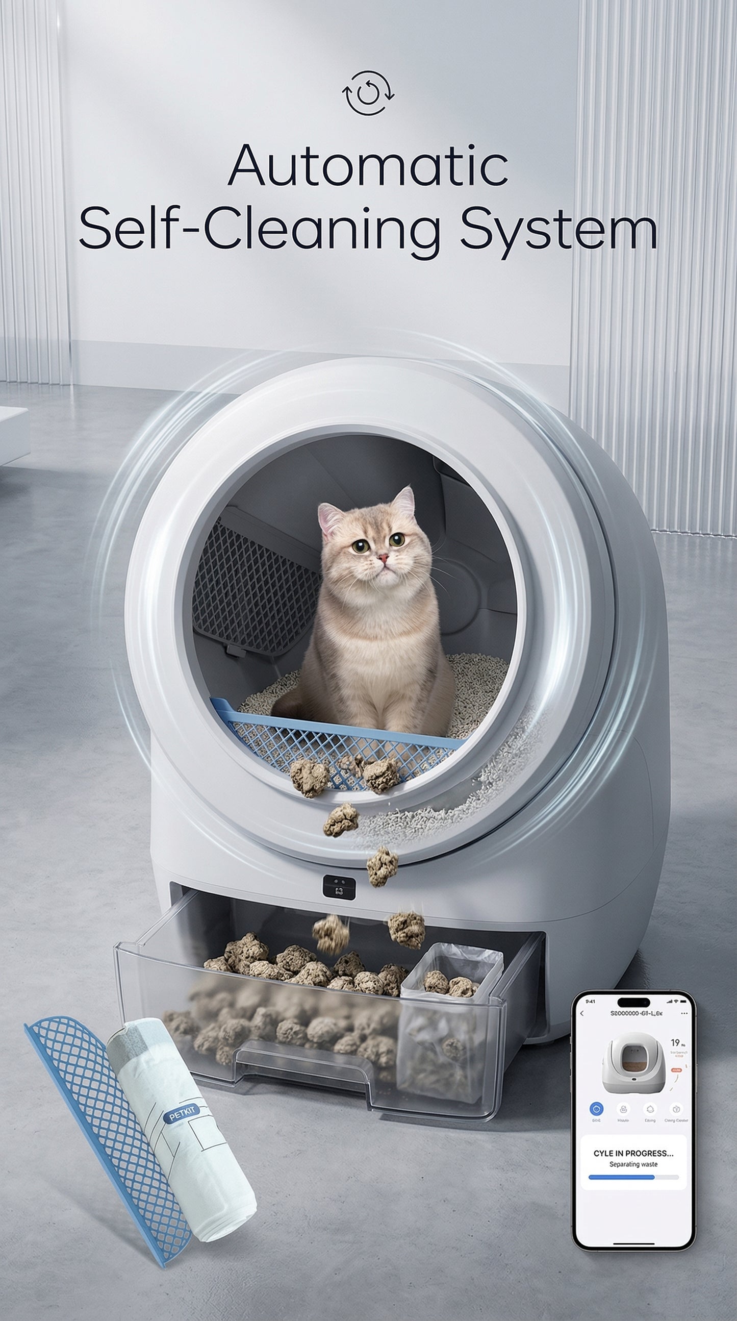 Smart Self-Cleaning Cat Litter Box – Automatic App-Controlled Litter System for Multi-Cat Homes