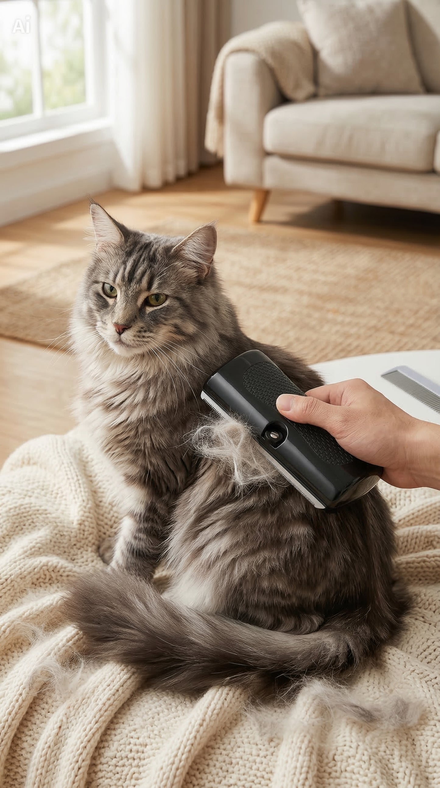 One-Piece Ergonomic Pet Grooming Brush – Professional Fur Removal for Cats & Dogs