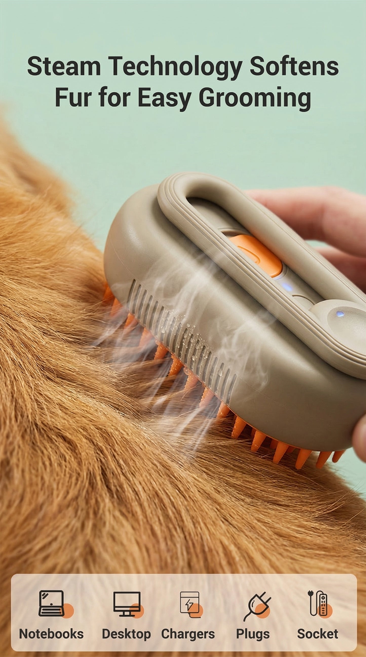 3-in-1 Steam Pet Grooming Brush – Deshedding & Massage Tool