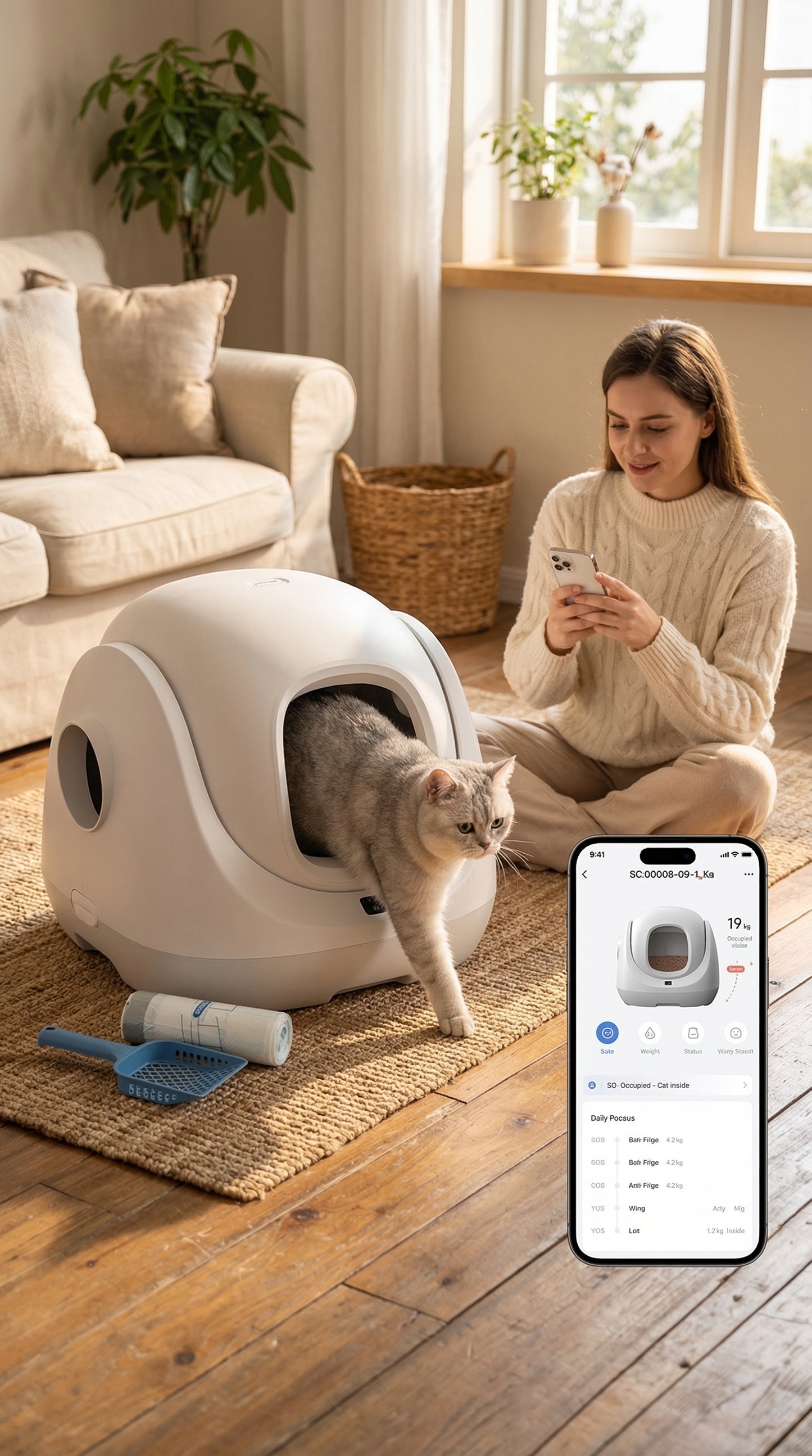 Smart Self-Cleaning Cat Litter Box – Automatic App-Controlled Litter System for Multi-Cat Homes