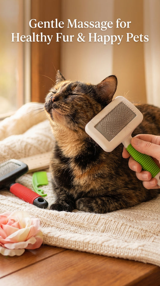 Pet Grooming Brush – Massage & De-Shedding Tool for Dogs & Cats, Long & Short Fur
