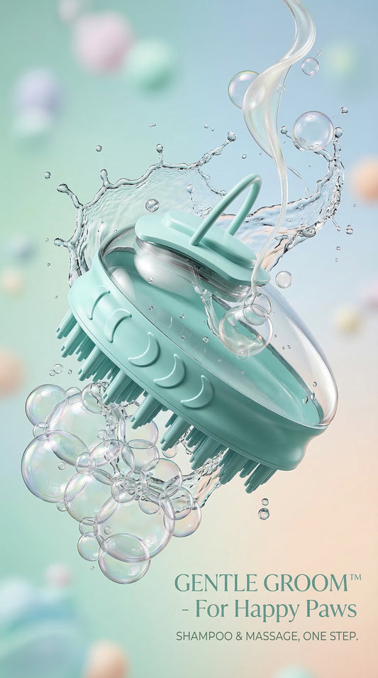 2-in-1 Pet Bath & Grooming Brush – Built-In Shampoo Dispenser for Faster, Easier Bath Time