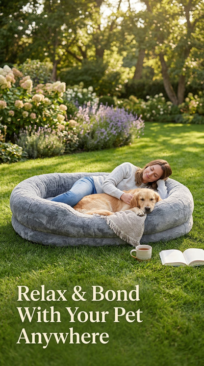 Giant Human Dog Bed – Orthopedic Plush Lounger for Adults & Pets