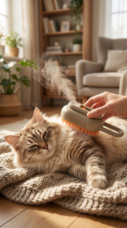 3-in-1 Steam Pet Grooming Brush – Deshedding & Massage Tool