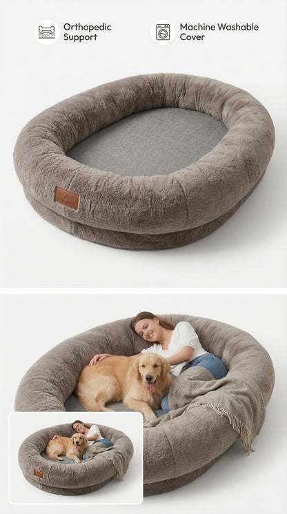 Giant Human Dog Bed – Orthopedic Plush Lounger for Adults & Pets