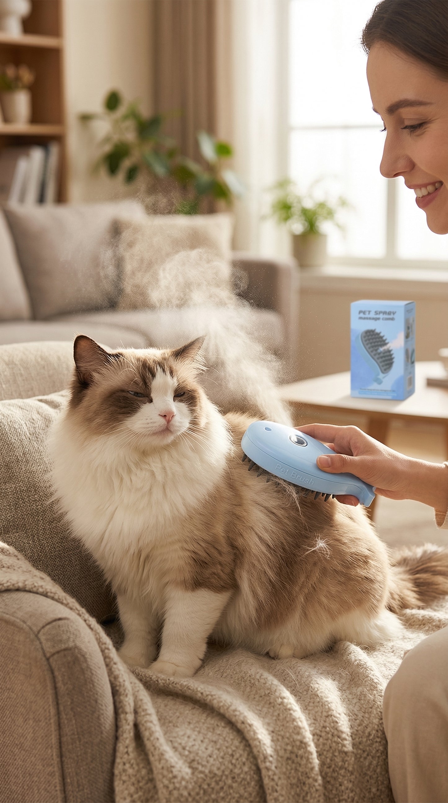 3-in-1 Steam Grooming Brush for Cats & Dogs