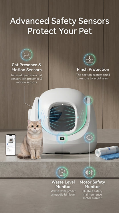 Smart Self-Cleaning Cat Litter Box – Automatic App-Controlled Litter System for Multi-Cat Homes