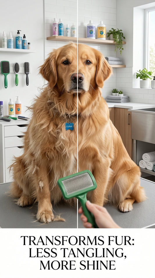 Pet Grooming Brush – Massage & De-Shedding Tool for Dogs & Cats, Long & Short Fur