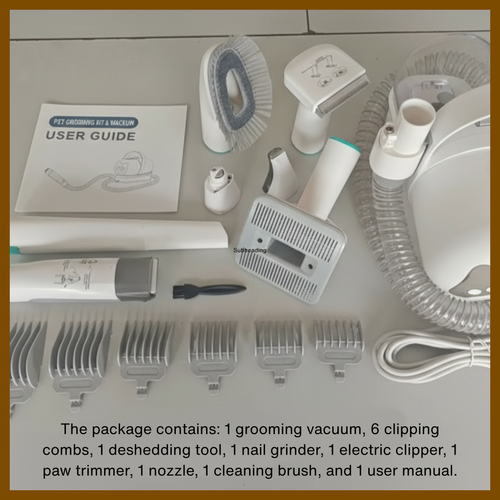 Pet Grooming Vacuum Kit with Clippers – 7-in-1 Pet Hair Vacuum