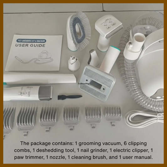 Pet Grooming Vacuum Kit with Clippers – 7-in-1 Pet Hair Vacuum