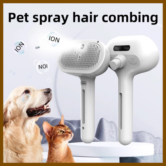 Pet Steam Brush for Dog & Cat - 3-in-1 Steam Grooming Brush