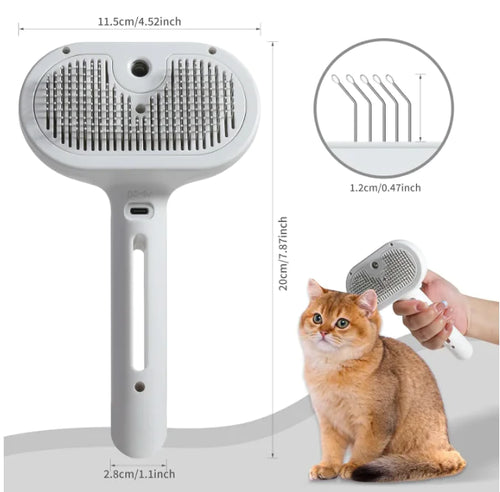 Pet Steam Brush for Dog & Cat - 3-in-1 Steam Grooming Brush